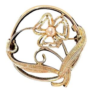 Sarah Coventry Floral Brooch Gold Tone Faux‎ Pearl Flower Pin Vintage Jewelry